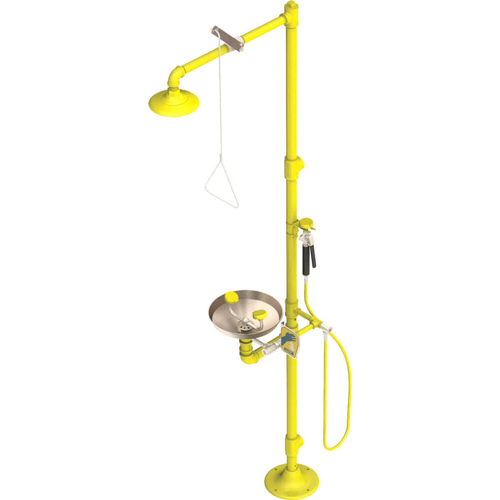 S1340 Pedestal Safety Shower with Stainless Steel Bowl Eye Wash and Drench Hose