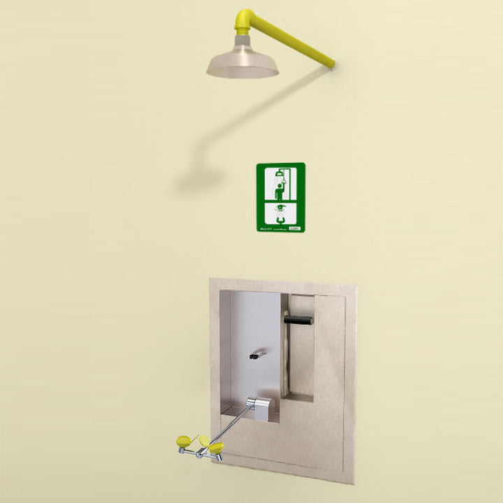 Stainless Steel, Horizontal Mount Safety Shower and Recessed Eye-Face Wash