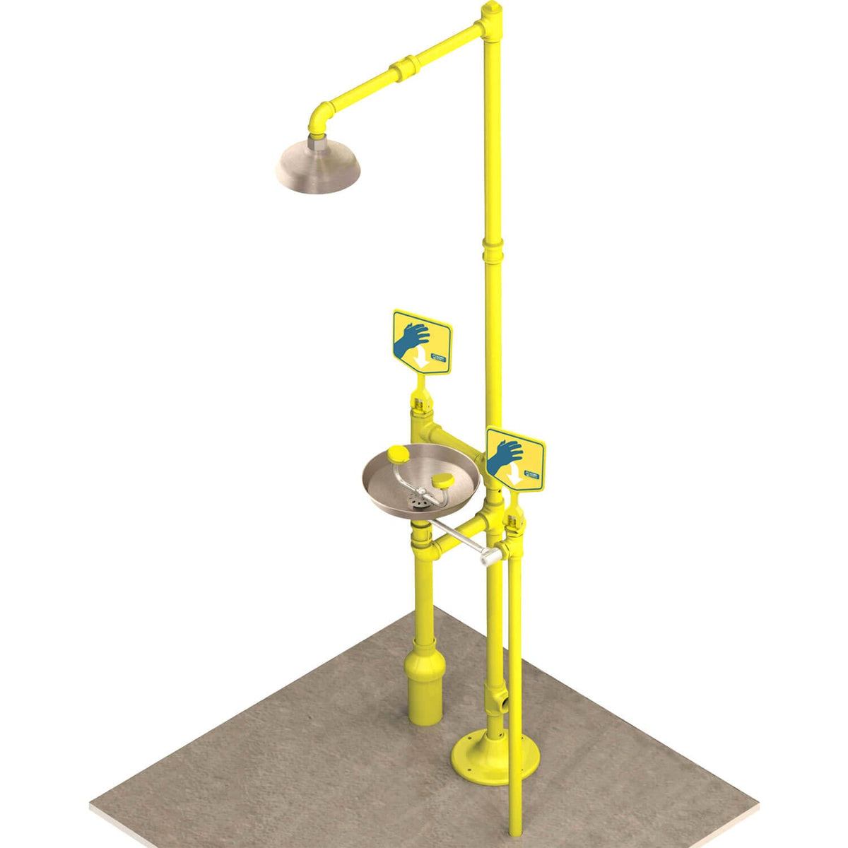 S2340-FPB - Frost-Proof Stainless Steel Pedestal Safety Shower with Eye Wash
