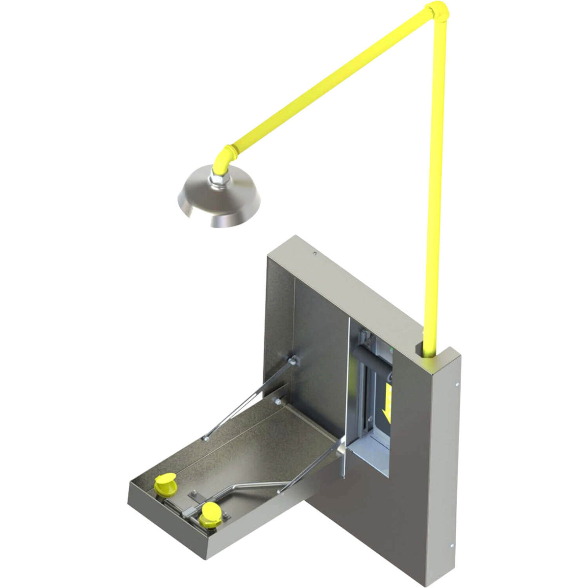 S2460-RA Series - Stainless Steel Safety Shower with Surface-Mount Eye Wash