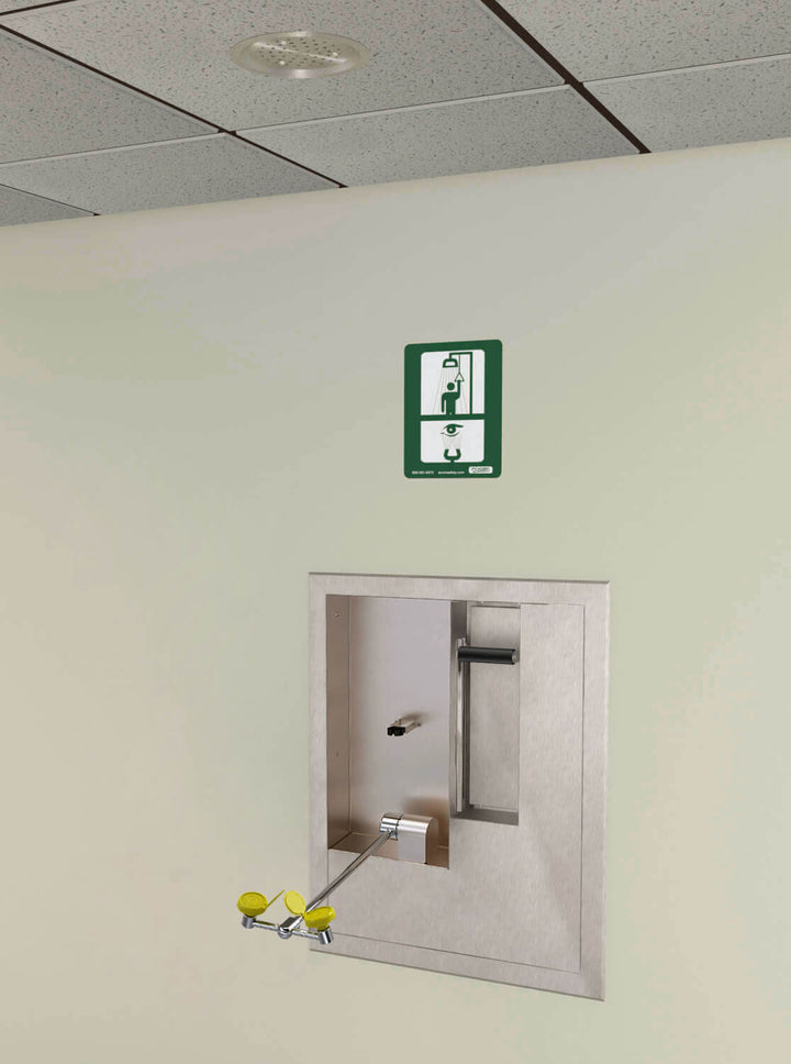 S3160-RA - Ceiling-Recessed Stainless Steel Safety Shower with Recessed Eye Wash