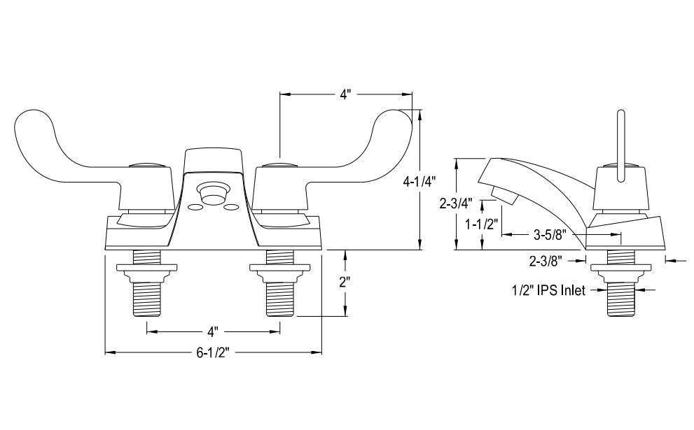 Lead-Free Faucet, Hot & Cold Wrist Blade Handles
