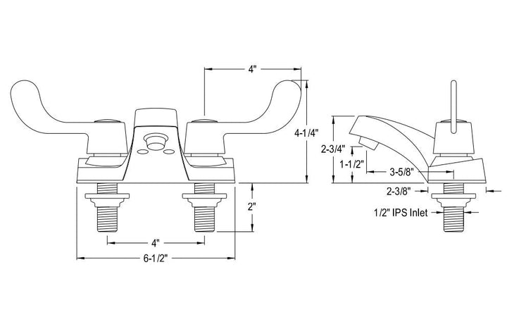 Lead-Free Faucet, Hot & Cold Wrist Blade Handles