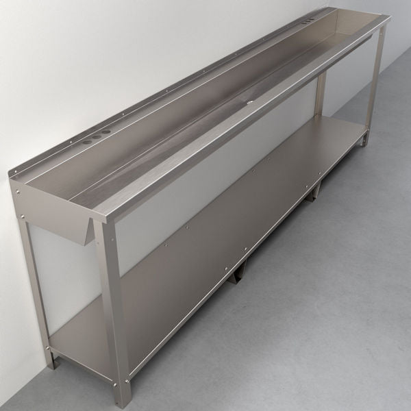 Two-Station, Stainless Steel, Hand Wash Trough Sink