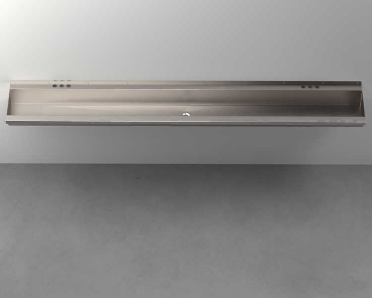 Two-Station, Stainless Steel, Hand Wash Trough Sink