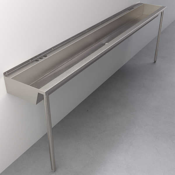Two-Station, Stainless Steel, Hand Wash Trough Sink