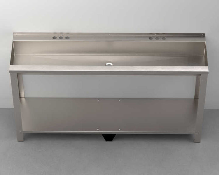 Two-Station, Stainless Steel, Hand Wash Trough Sink