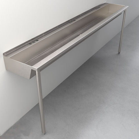 Three-Station, Stainless Steel, Hand Wash Trough Sink