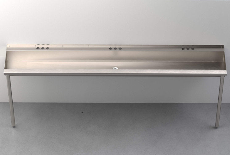 Three-Station, Stainless Steel, Hand Wash Trough Sink