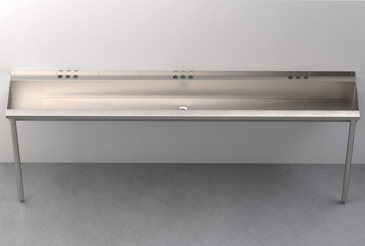 Three-Station, Stainless Steel, Hand Wash Trough Sink
