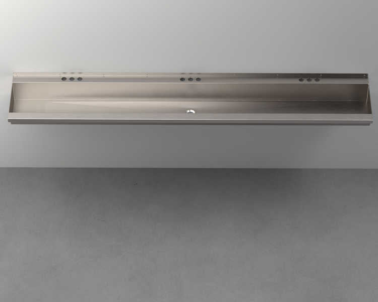 Three-Station, Stainless Steel, Hand Wash Trough Sink