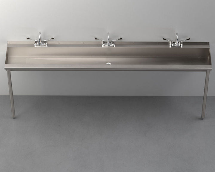 Three-Station, Stainless Steel, Hand Wash Trough Sink