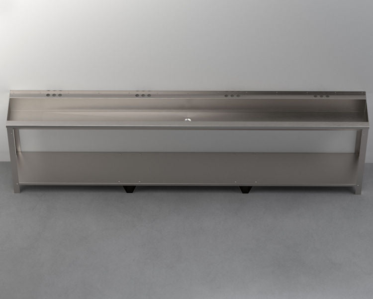 Four-Station, Stainless Steel, Hand Wash Trough Sink