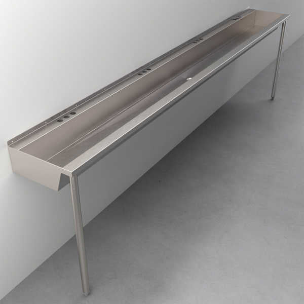 Four-Station, Stainless Steel, Hand Wash Trough Sink