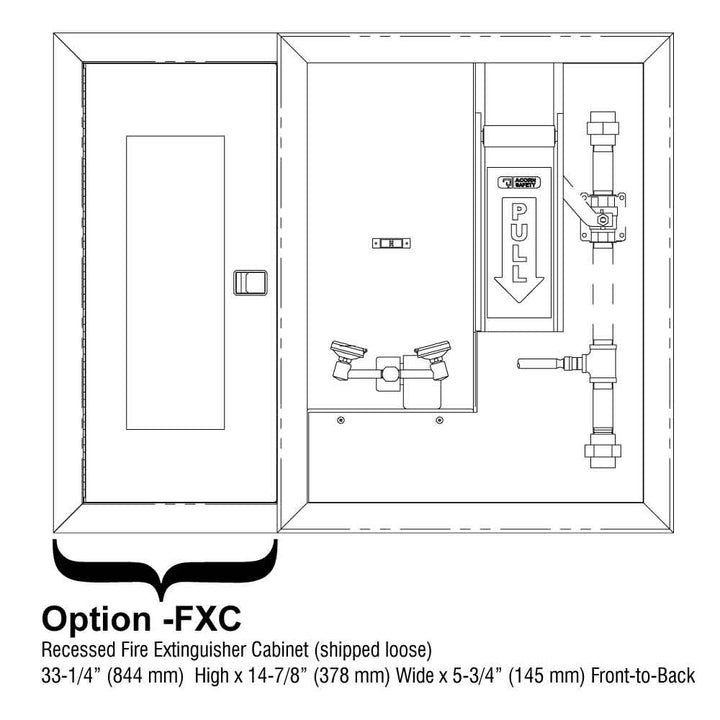 Barrier-Free, Vertical Mount Safety Shower with Recessed Activated Eye-Face Wash