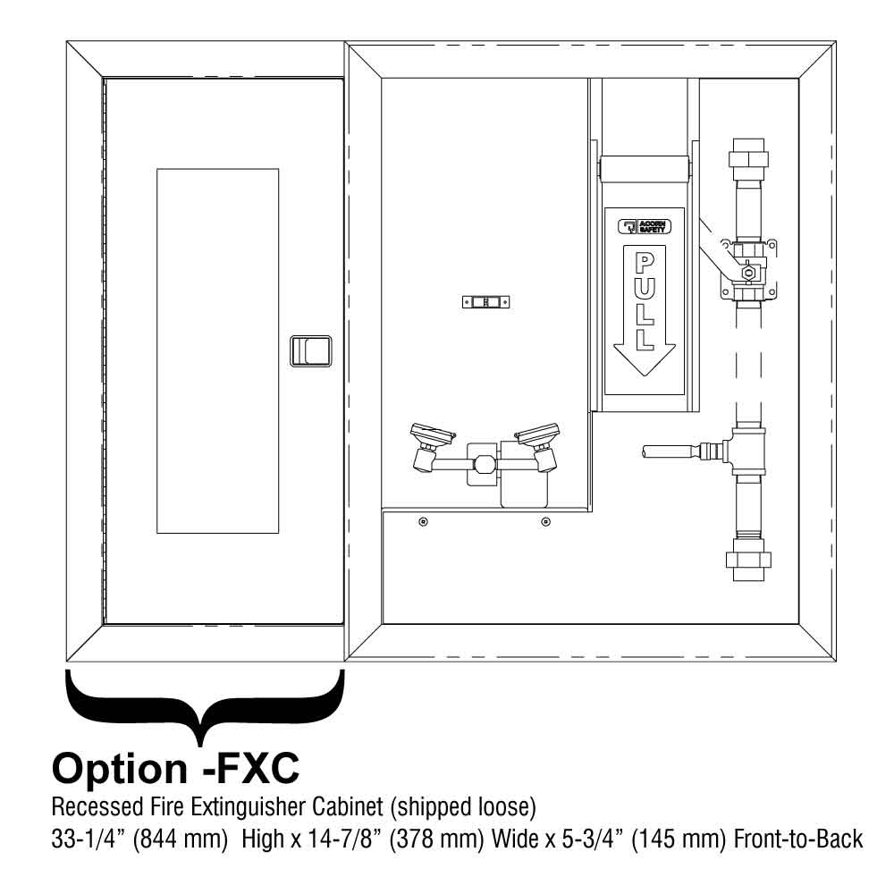 Stainless Steel, Horizontal Mount Safety Shower and Recessed Eye-Face Wash