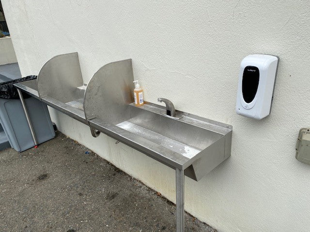 Three-Station, Stainless Steel, Hand Wash Trough Sink