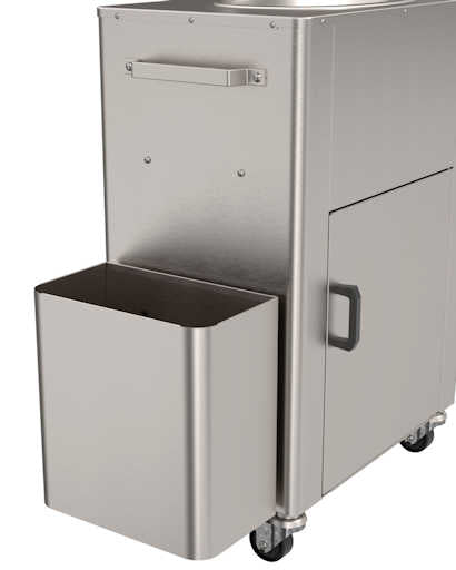 Side Mounted Six-Gallon Stainless Steel Trash Can for Portable Sinks