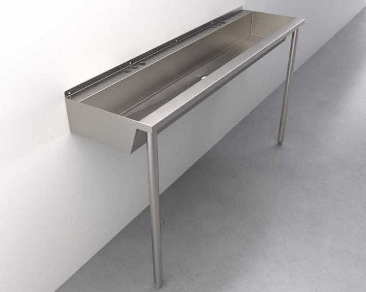 Two-Station, Stainless Steel, Hand Wash Trough Sink