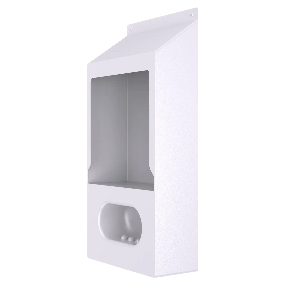 Ligature-Resistant White Coated Stainless Steel Shower Caddy with Sloping Top Design