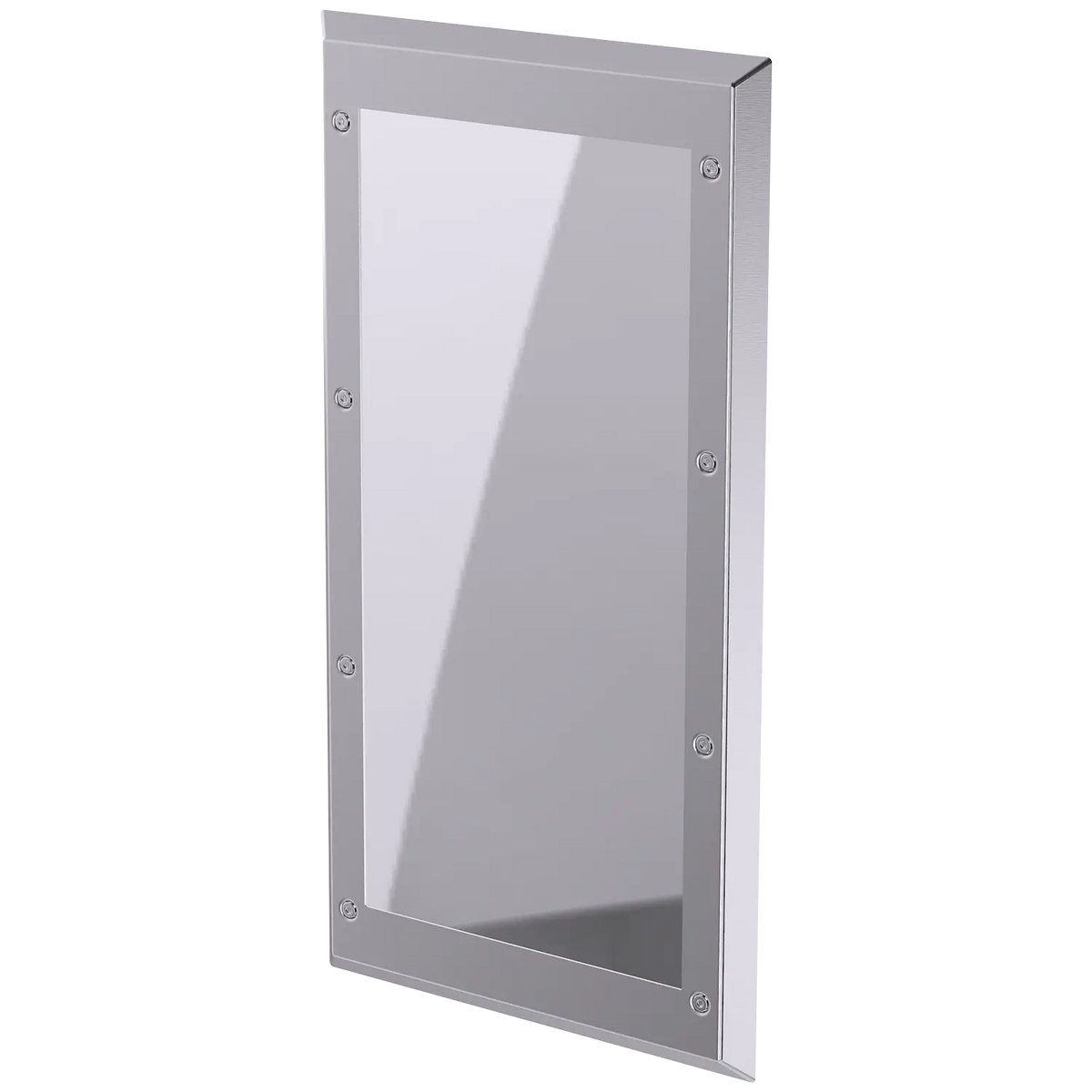 ADA-compliant 12" x 22.5” front-mounted ligature-resistant mirror.