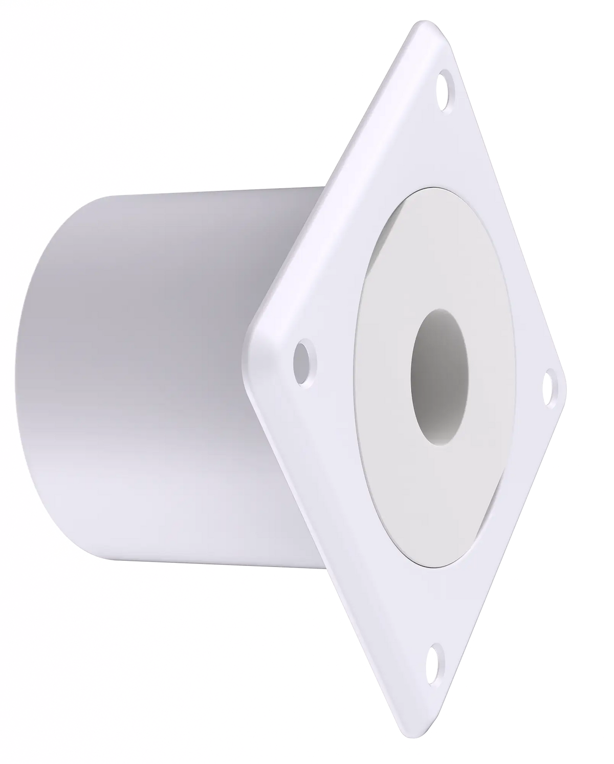 ligature-resistant recessed circular toilet paper holder in white.