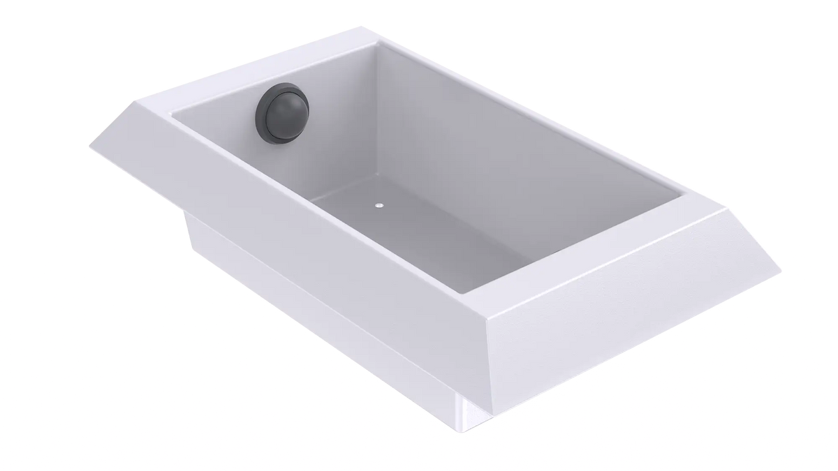 ligature-resistant semi-recessed stainless steel paper towel holder.