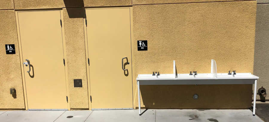 Three-Station, Stainless Steel, Hand Wash Trough Sink
