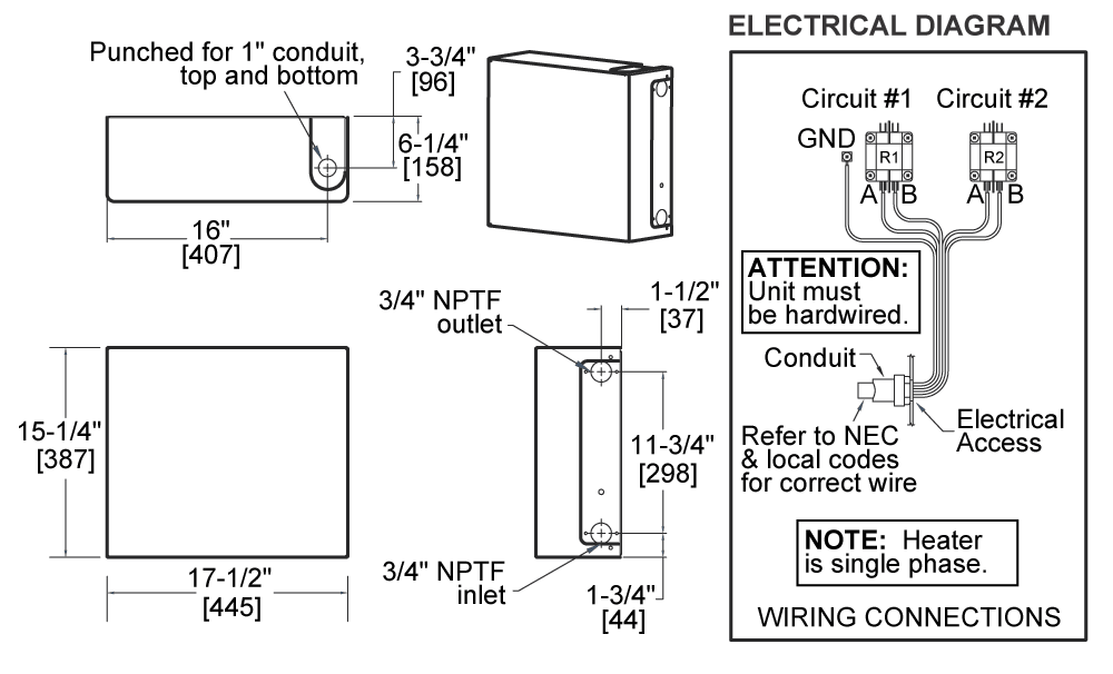 Chronomite® TWIN™ Single Phase, Large Capacity Electric Tankless Water Heater