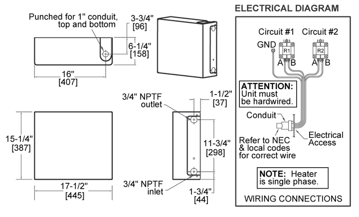 Chronomite® TWIN™ Single Phase, Large Capacity Electric Tankless Water Heater
