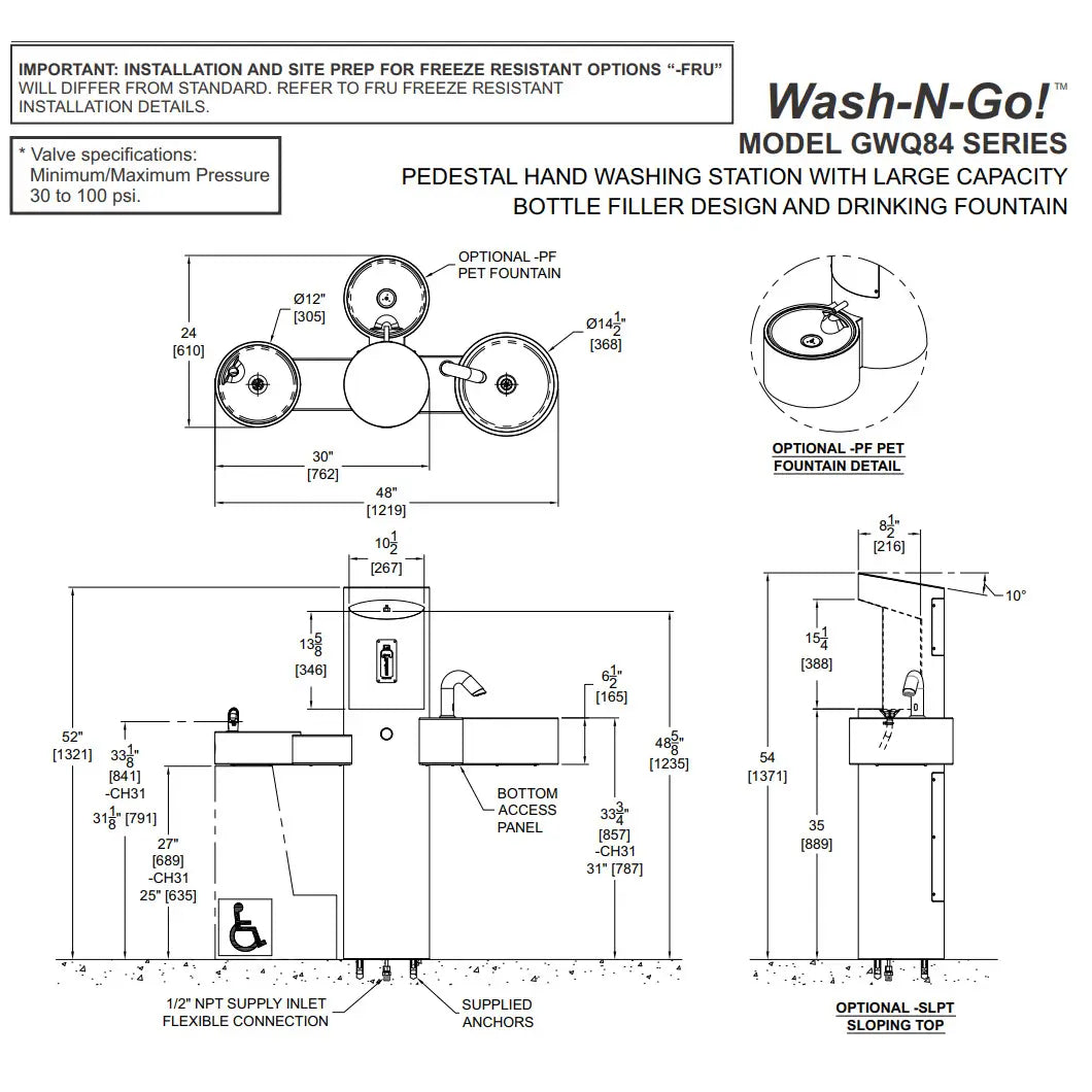 All-in-One Outdoor Bottle Filler with Water Fountain and Hand Sink