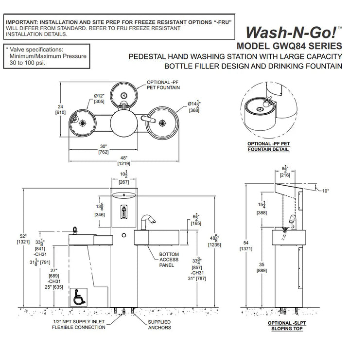 All-in-One Outdoor Bottle Filler with Water Fountain and Hand Sink