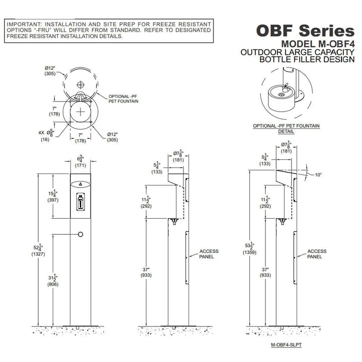 Pedestal Mounted Bottle Filler with Sensor & Pushbutton