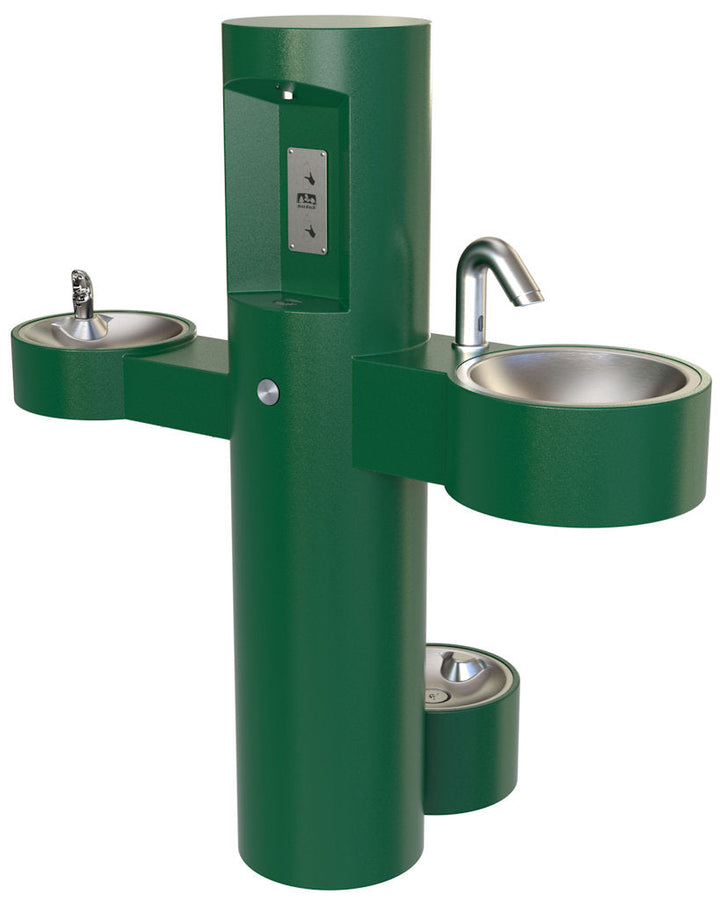 All-in-One Outdoor Bottle Filler with Water Fountain and Hand Sink