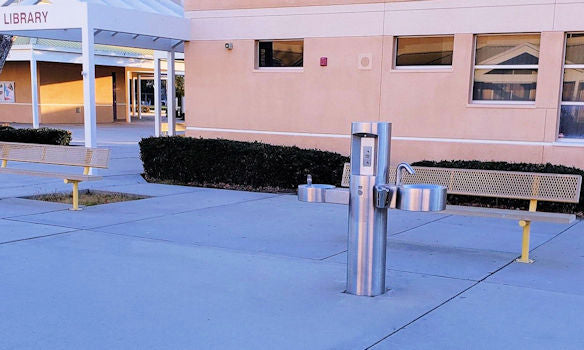 All-in-One Outdoor Bottle Filler with Water Fountain and Hand Sink