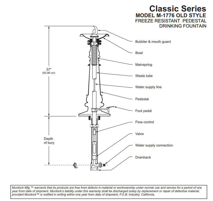 1776 pedals Classic Pedal Operated Drinking Fountain – M-1776 Series – Plumbing Specialities
