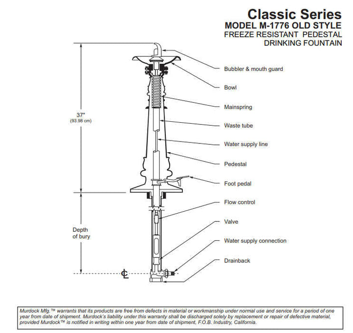 Foot Pedal Operated Classic Style Drinking Fountain
